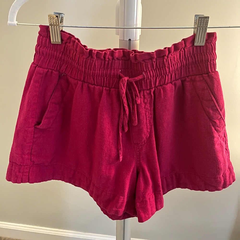 linen pink dress shorts